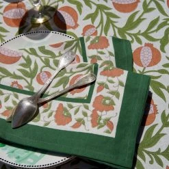 French Tablecloth Grenadine Orange & Green -table supplies shop DSC01133 0.5x square