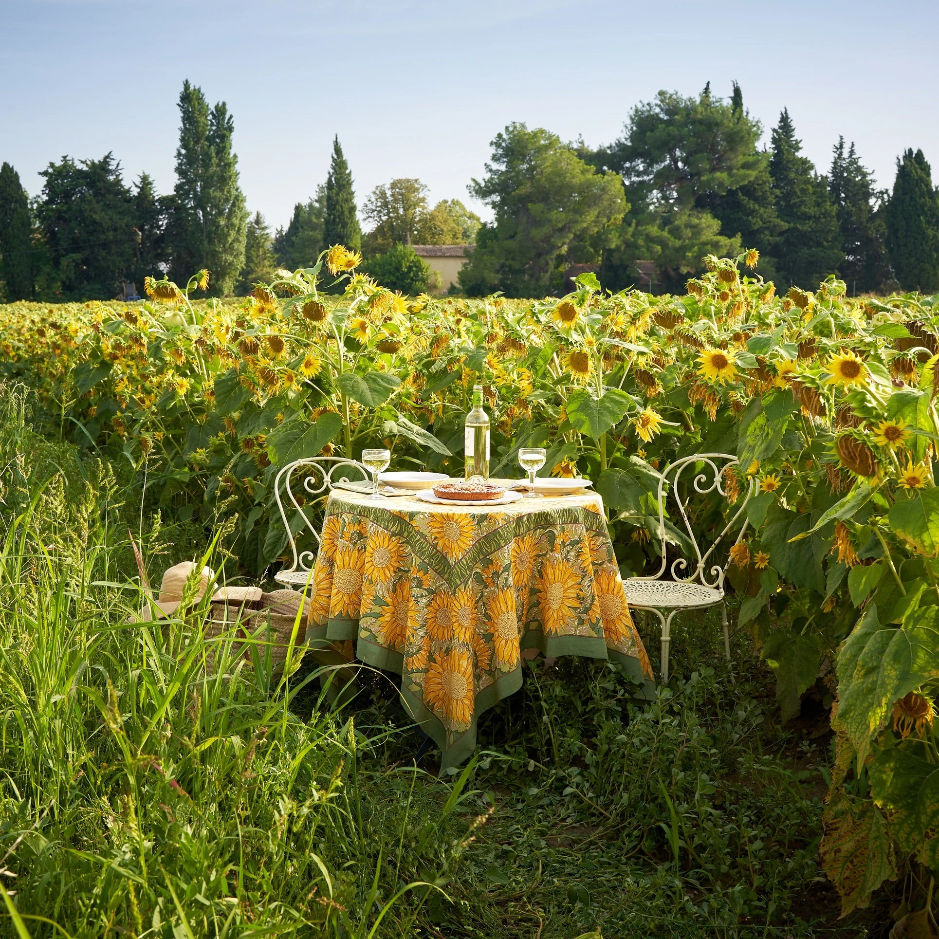 French Tablecloth Sunflower Yellow & Green 1 French Tablecloth Sunflower Yellow & Green