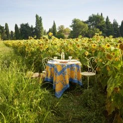 French Tablecloth Sunflower Yellow & Blue