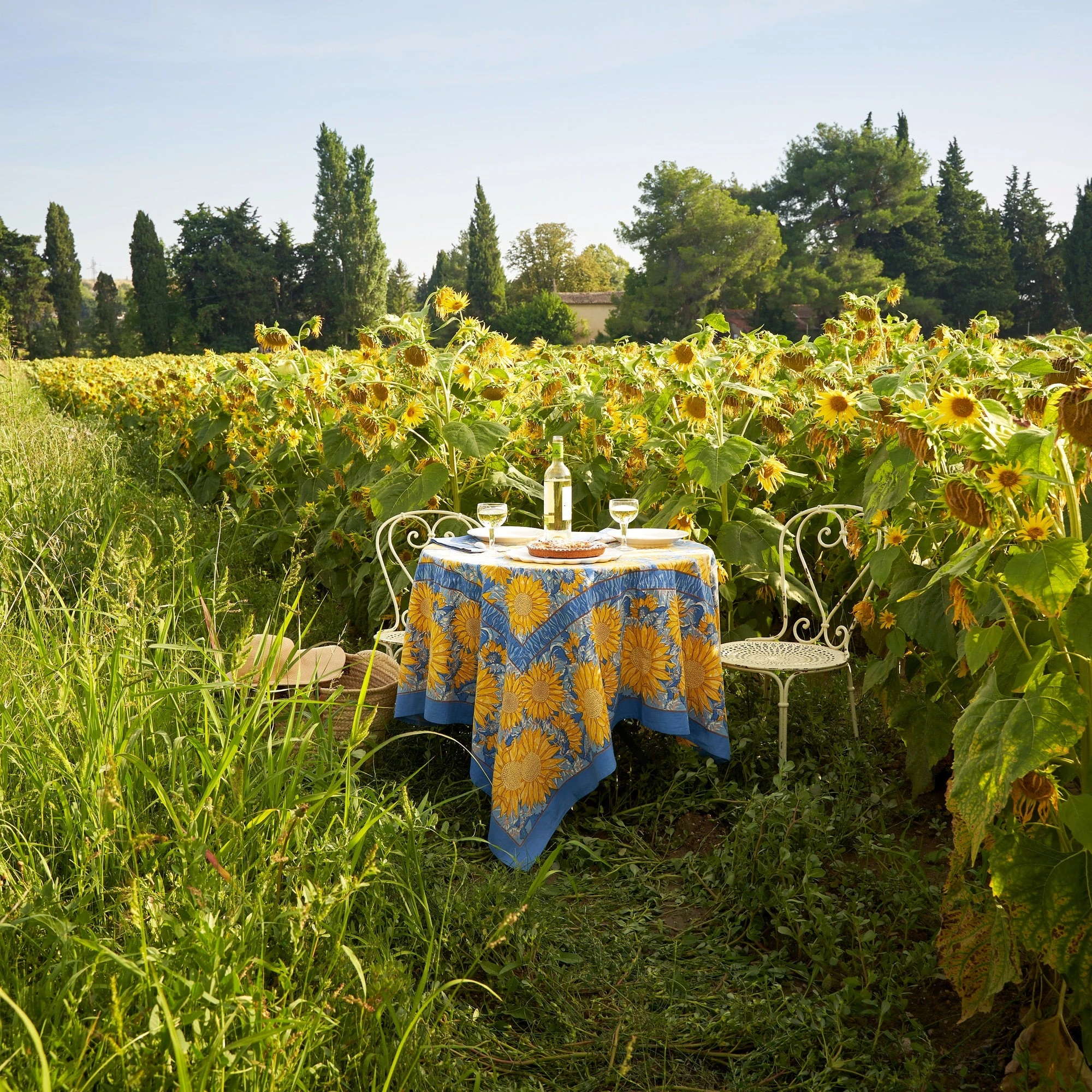 French Tablecloth Sunflower Yellow & Blue 1 French Tablecloth Sunflower Yellow & Blue