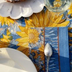 French Tablecloth Sunflower Yellow & Blue 10 French Tablecloth Sunflower Yellow & Blue -table supplies shop DSC03241 0.5x square