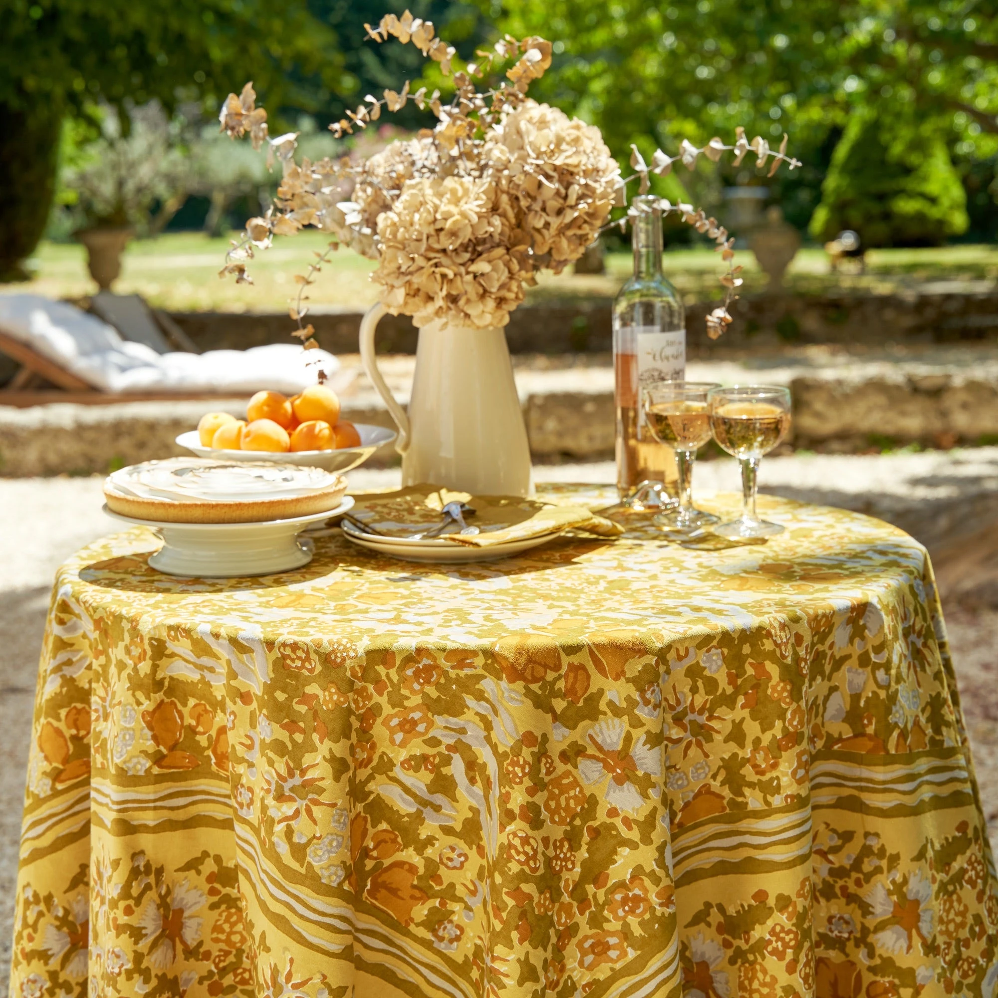 French Tablecloth Jardin Mustard & Grey 2 French Tablecloth Jardin Mustard & Grey - Image 2