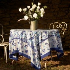 French Tablecloth Ornaments Blue