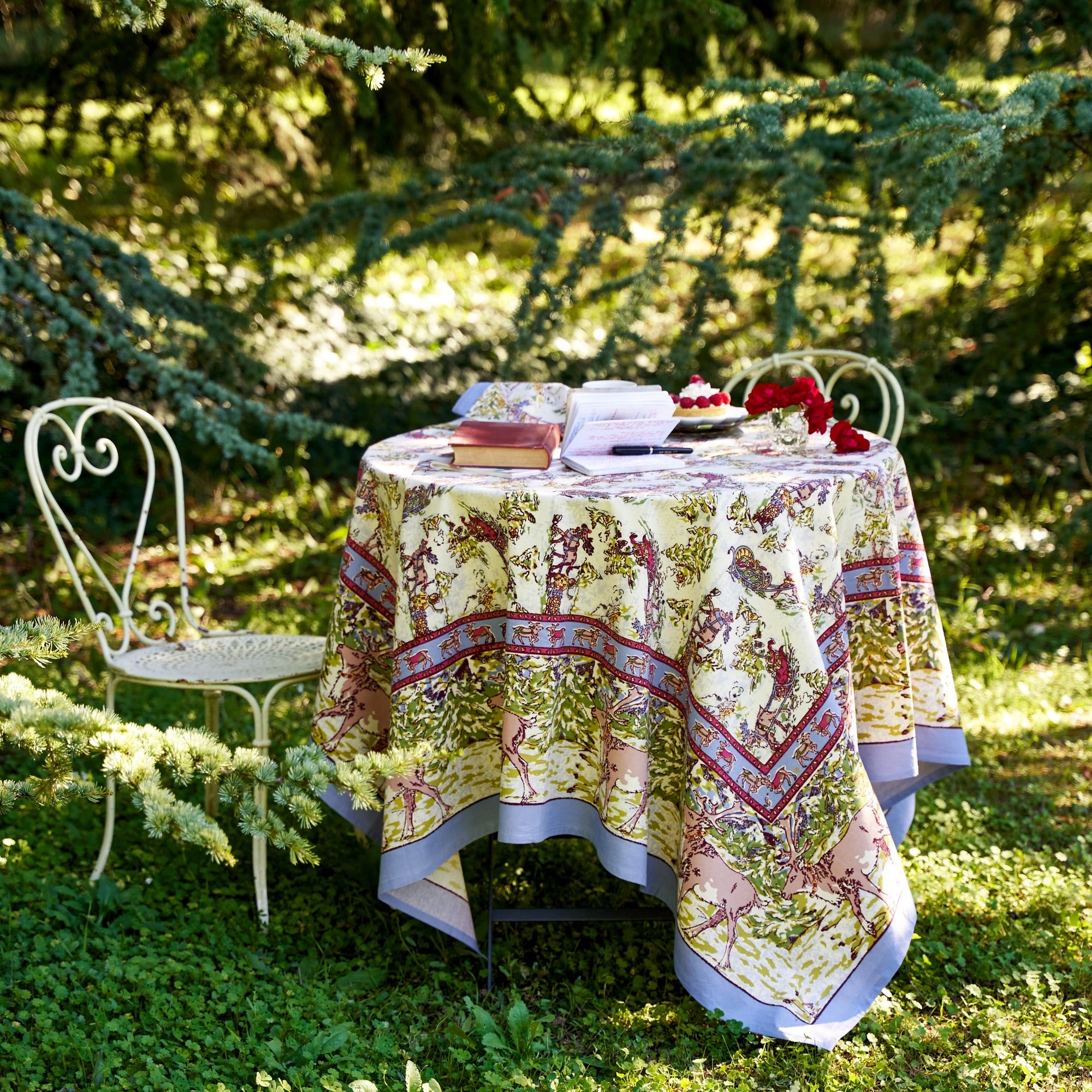 French Tablecloth Renne Grey & Blue 3 French Tablecloth Renne Grey & Blue - Image 3