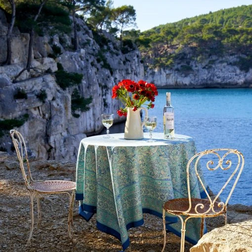 French Tablecloth La Mer Aqua 8 French Tablecloth La Mer Aqua -table supplies shop DSC08098 0.5x square