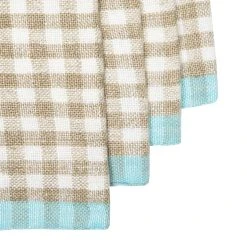 Two-Tone Gingham Napkins Natural & Aqua