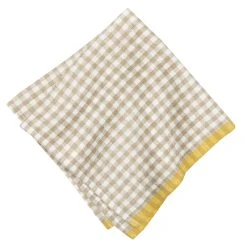 Two-Tone Gingham Napkin Natural & Dijon -table supplies shop GH ND N4GinghamNatural DijonNAPKINSsetof4