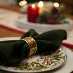 Palma Handwoven Linen Forest Green Napkins 20x20 - Set Of 4 -table supplies shop MER07912