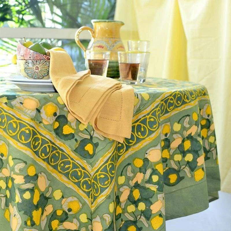 French Tablecloth Fruit Yellow & Green 2 French Tablecloth Fruit Yellow & Green - Image 2