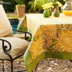 French Tablecloth Sunflower Yellow & Green 8 French Tablecloth Sunflower Yellow & Green -table supplies shop french tablecloth sunflower yellow green 1
