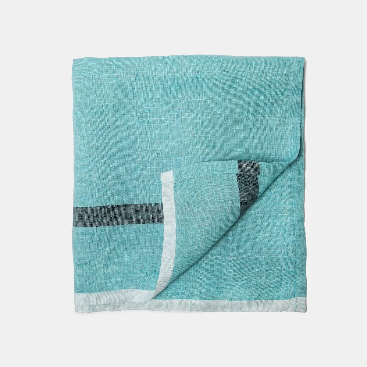Laundered Linen Napkins Aqua & Charcoal, Set Of 4 1 Laundered Linen Napkins Aqua & Charcoal, Set Of 4