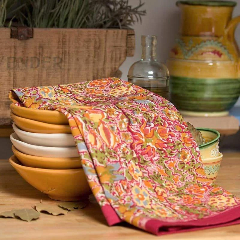Jardin Tea Towels Red & Yellow, Set Of 3 1 Jardin Tea Towels Red & Yellow, Set Of 3
