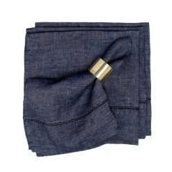 Linen Stitch Napkins Chambray Denim, Set Of 4
