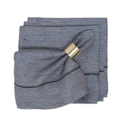 Linen Stitch Napkins Chambray Stripe, Set Of 4 -table supplies shop linen stitch napkins chambray stripe 1
