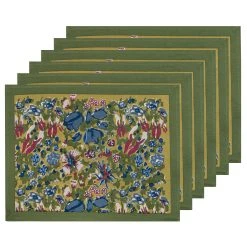 Jardin Placemats Blue & Vert, Set Of 6