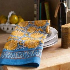 Sunflower Tea Towels Yellow & Blue, Set Of 3