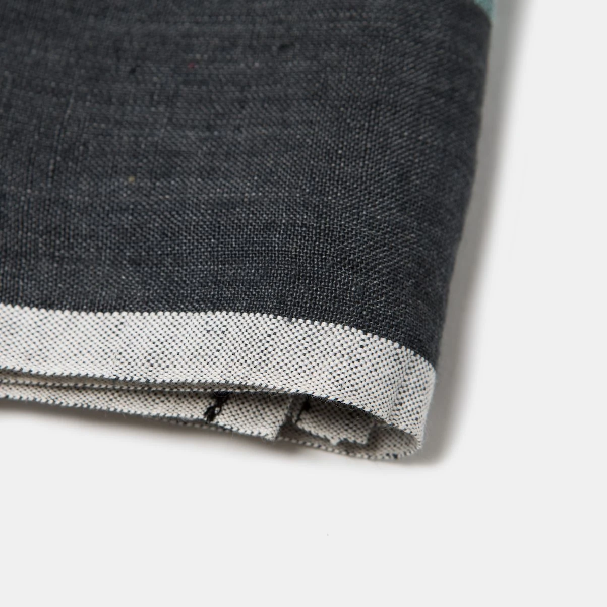 Laundered Linen Kitchen Towels Charcoal & Aqua, Set Of 2 3 Laundered Linen Kitchen Towels Charcoal & Aqua, Set Of 2 - Image 3