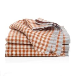 Two-Tone Gingham Napkins Cognac & Blue, Set Of 4
