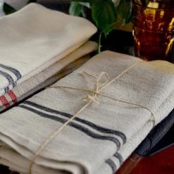 Vintage Linen Napkins Natural & Black, Set Of 4 -table supplies shop vintage linen napkins natural black 5