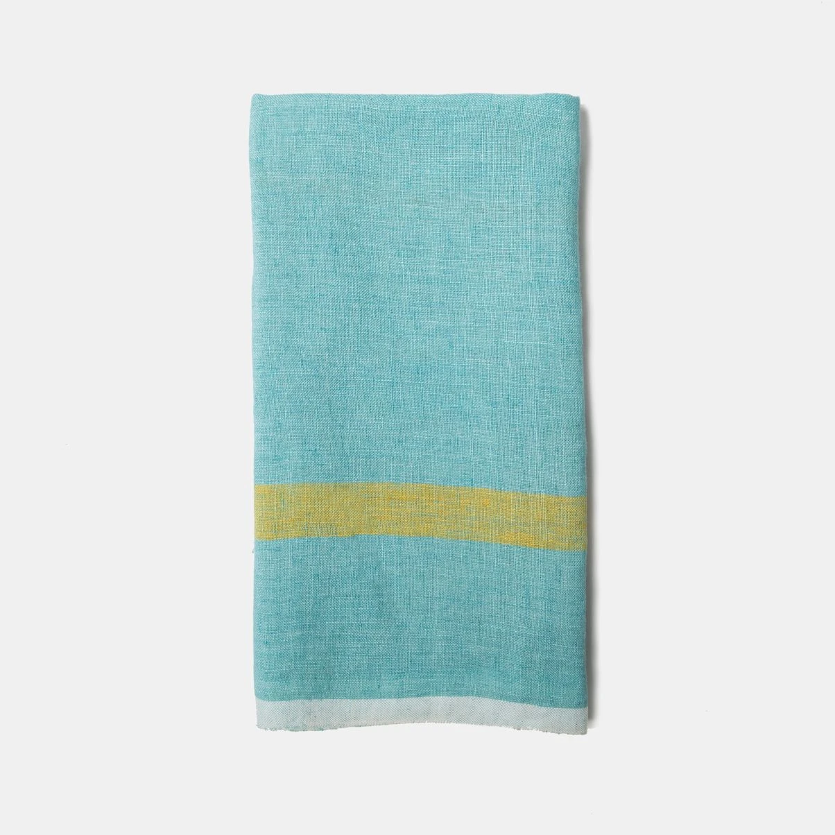 Laundered Linen Kitchen Towels Aqua & Lime, Set Of 2 1 Laundered Linen Kitchen Towels Aqua & Lime, Set Of 2